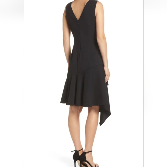 Vince Camuto Asymmetrical Ruffle Hem Sleeveless Crepe Dress - Picture 3 of 13